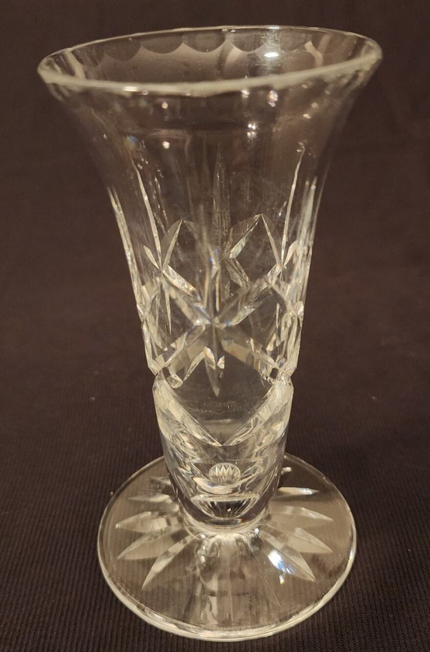 Vintage Thomas Webb England Fine Cut Crystal Bud Vase 4.75" Acid Etched Signed